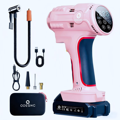 ODEGNC Portable Tire Inflator, 160 PSI Cordless Air Compressor for Car, SUV, Bike and Ball, – Black / Red / Yellow / Sakura Pink
