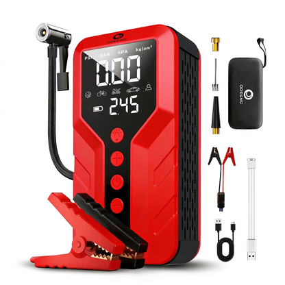 ODEGNC 6000A Portable Jump Starter with Air Compressor, 12V Car Battery Booster, 150 PSI, 25000mAh, – Sakura Pink / Red / Pink / Rose Gold