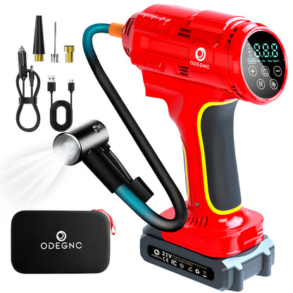 ODEGNC Portable Tire Inflator, 160 PSI Cordless Air Compressor for Car, SUV, Bike and Ball, – Black / Red / Yellow / Sakura Pink